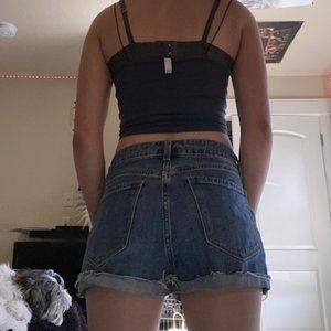 Flag denim jean shorts